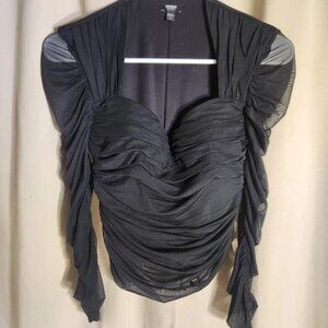 Express Body Contour Black Sheer Long Sleeve Top